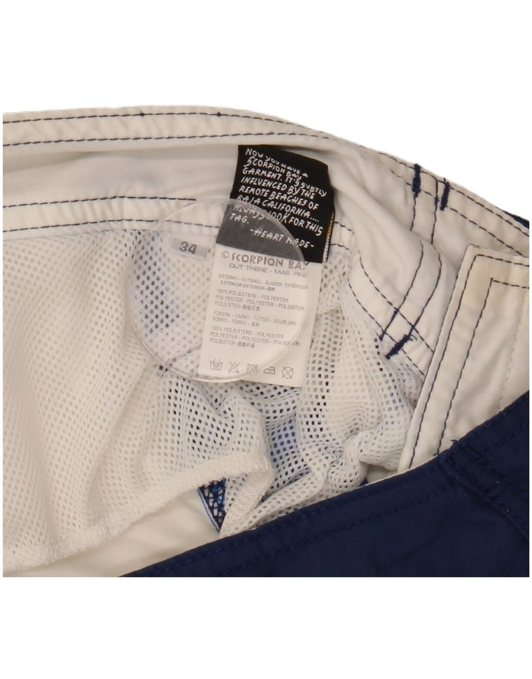 Shorts de natação masculino Scorpion Bay gráfico grande azul colorblock poliéster