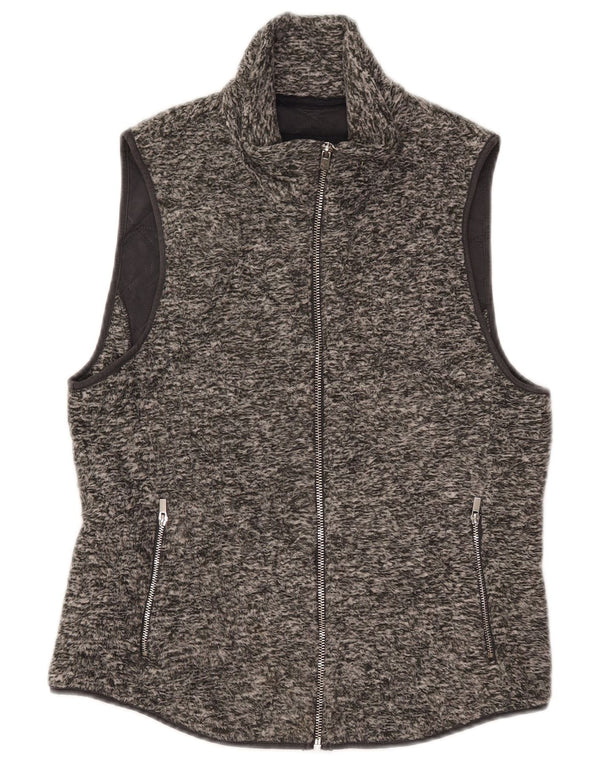 Colete de lã feminino Abercrombie & Fitch UK 12 poliéster manchado cinza médio