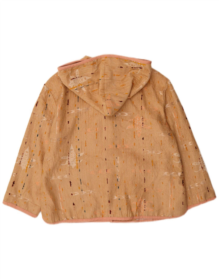 Casaco feminino Forte com capuz UK 16 grande viscose manchada bege