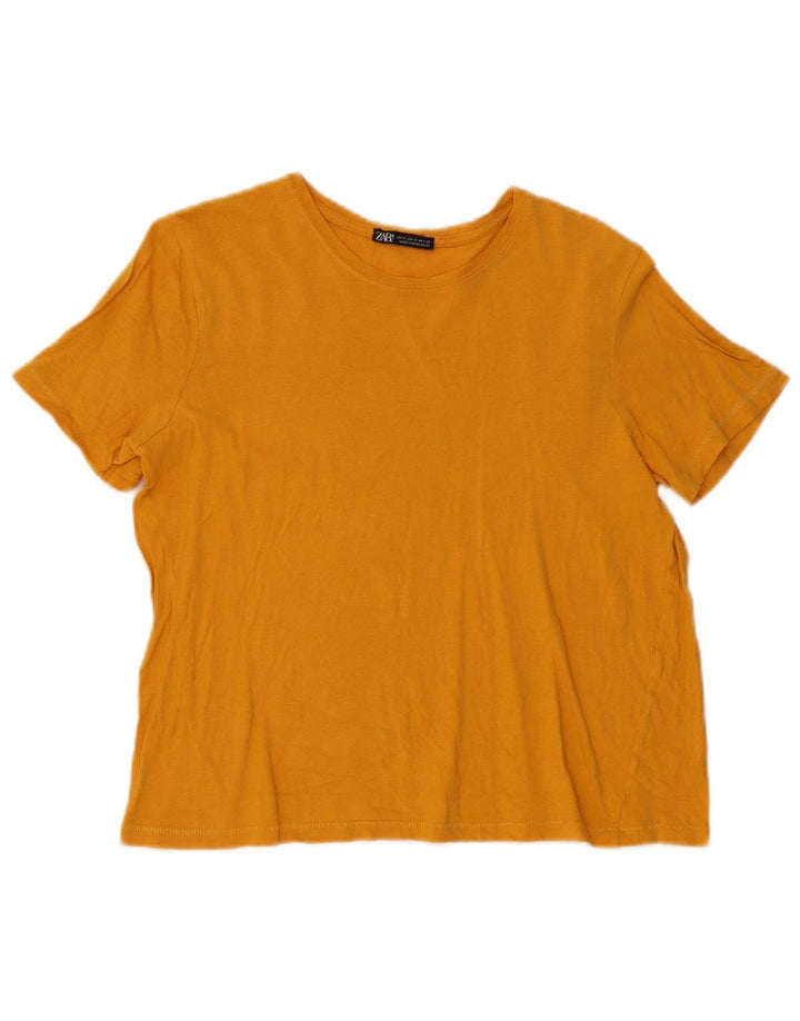 Zara Camiseta Feminina Top UK 14 Médio Amarelo