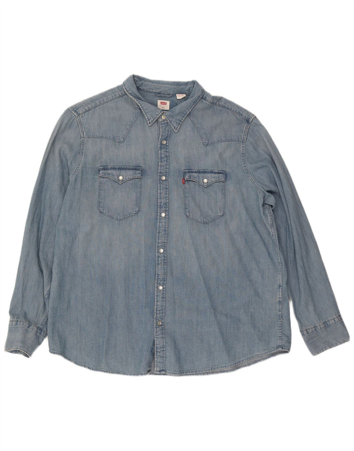 Camisa jeans masculina padrão Levi's 2XL azul