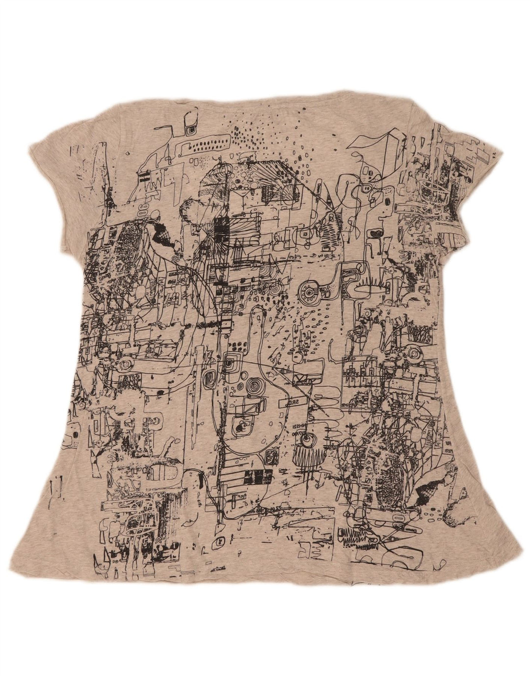 Camiseta feminina estampada Diesel UK 12 cinza médio manchado