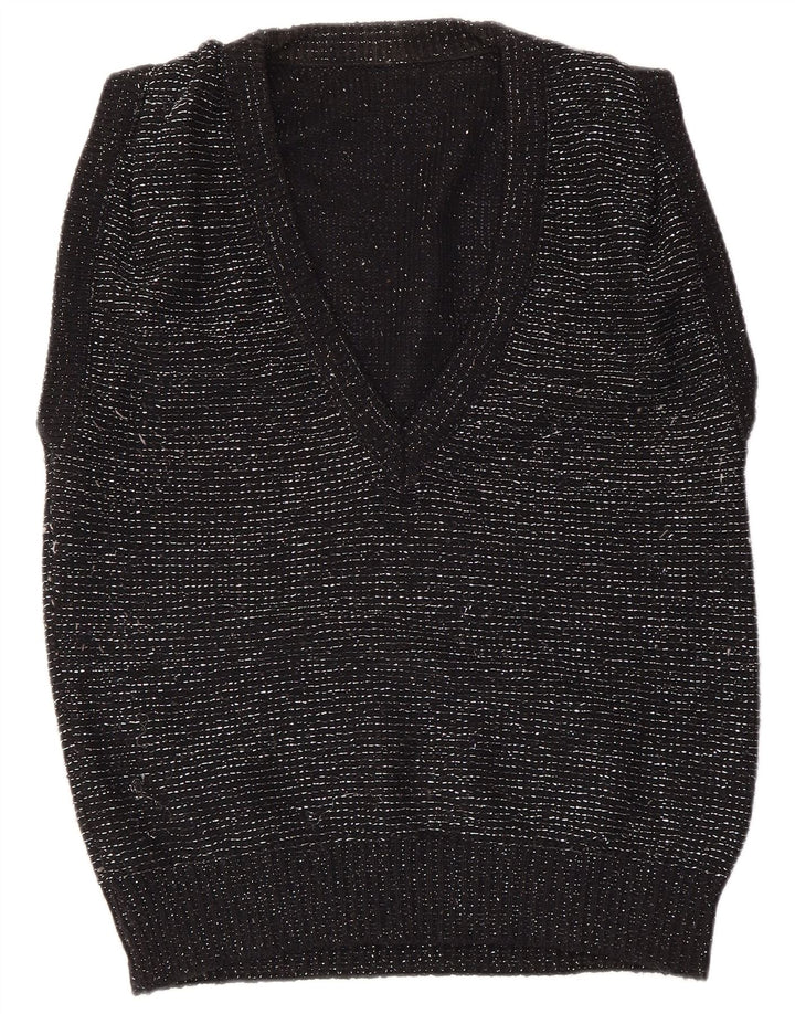 Regata feminina VINTAGE EU 40/42 médio preto manchado acrílico