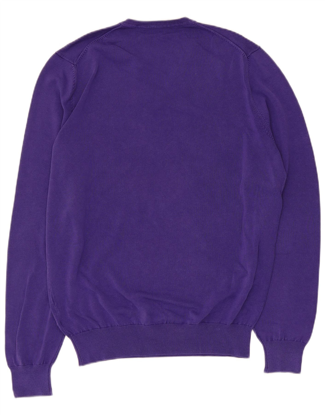 Suéter masculino Massimo Dutti com decote em V de algodão roxo médio