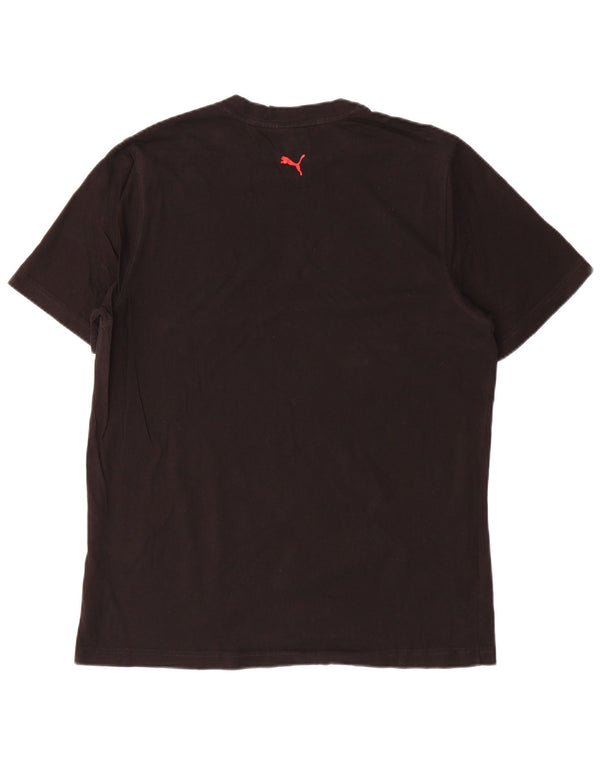 Puma Mens Graphic T-Shirt Top Grande Algodão Preto