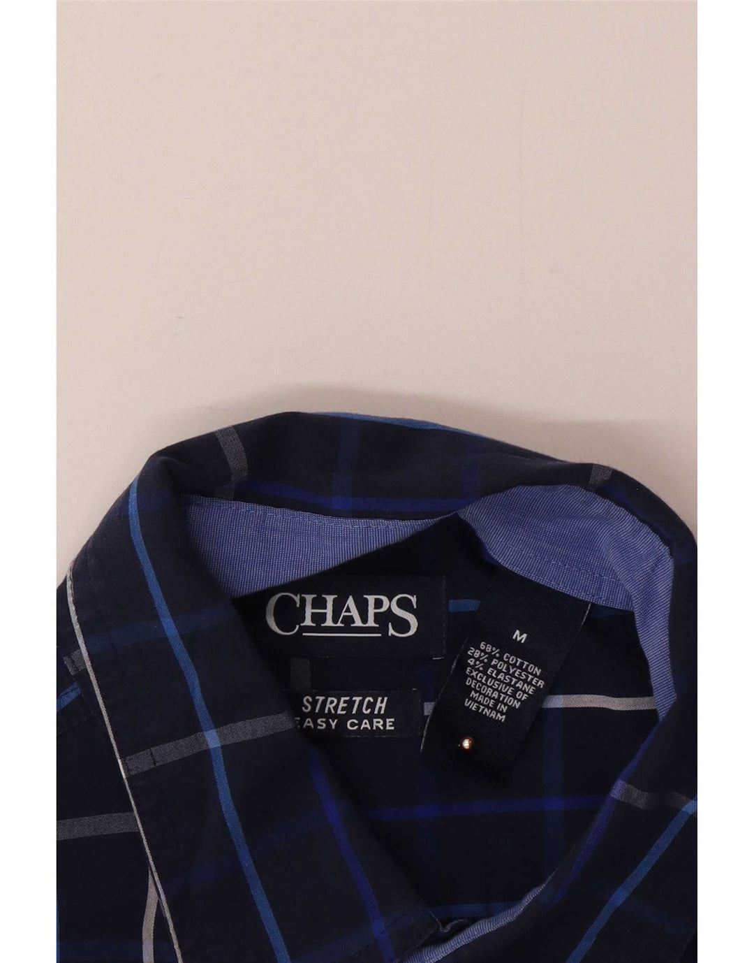 Camisa masculina Chaps Easy Care de algodão xadrez médio azul marinho