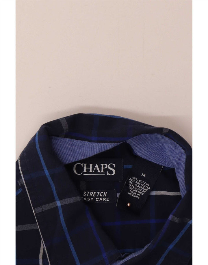 Camisa masculina Chaps Easy Care de algodão xadrez médio azul marinho