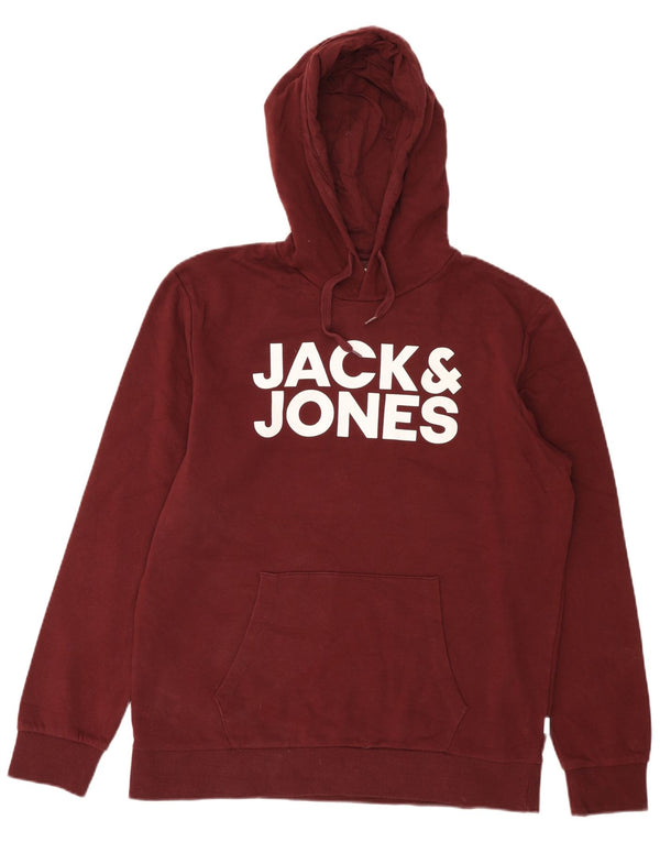 Jumper com capuz gráfico masculino Jack & Jones XL algodão Borgonha