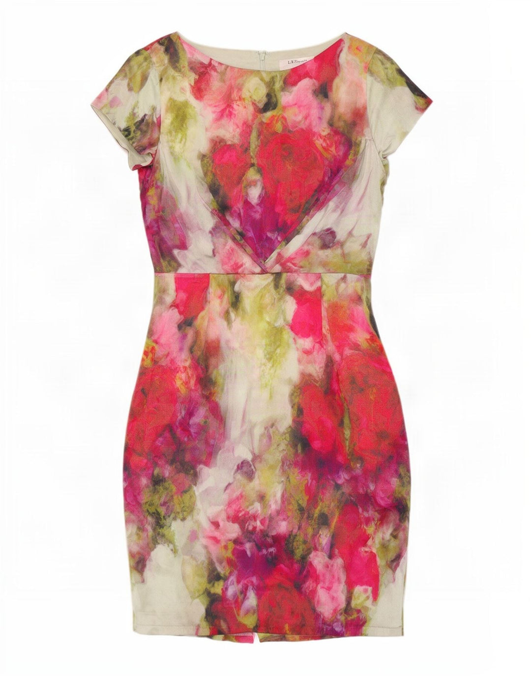 L.K. Vestido bainha feminino Bennett Reino Unido 12 seda floral multicolorida média