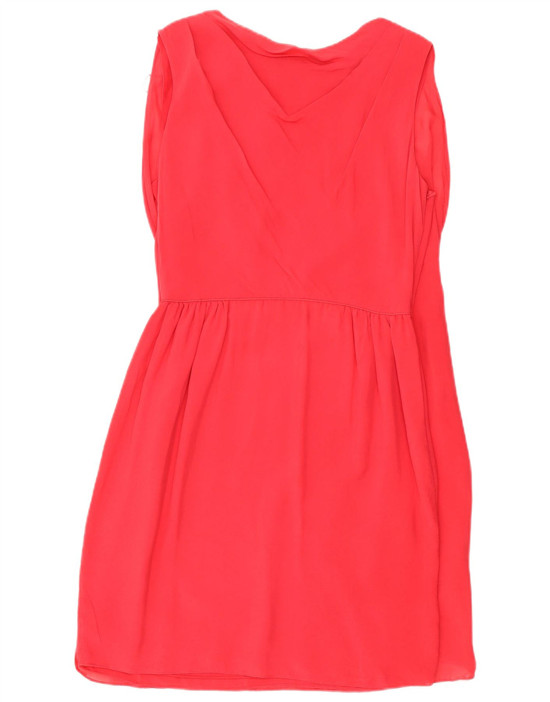 Vestido feminino Biba sem mangas com bainha UK 14 seda vermelha média