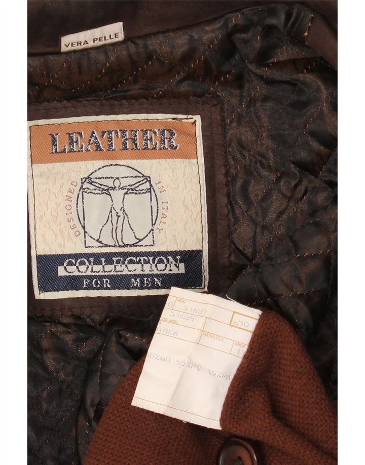 Casaco de couro masculino vintage IT 50 grande couro marrom