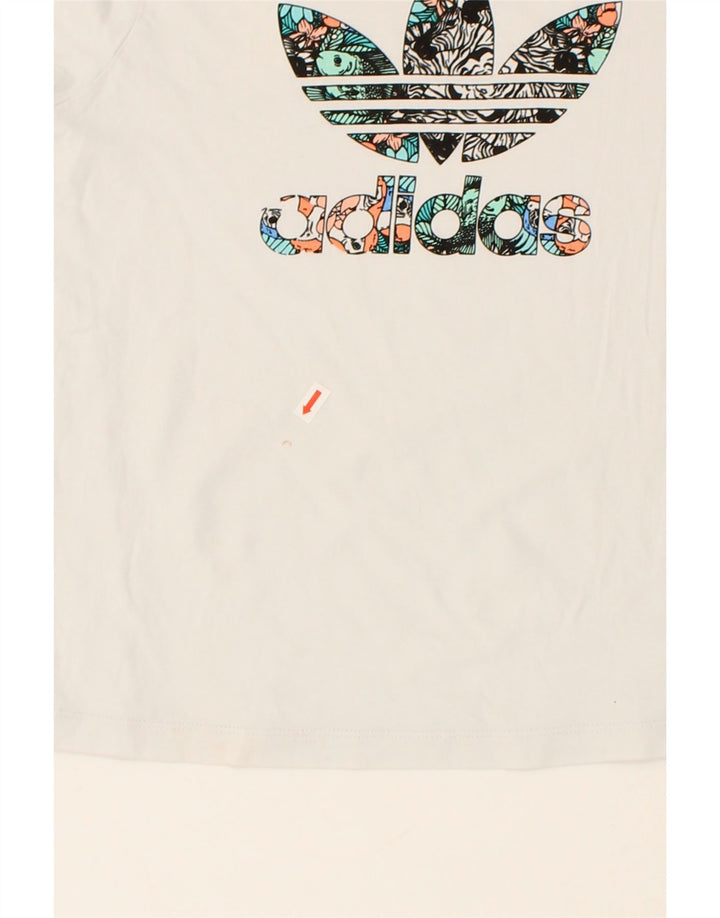 ADIDAS Girls Graphic T-Shirt Top 9-10 Years White Vintage Adidas and Second-Hand Adidas from Messina Hembry 