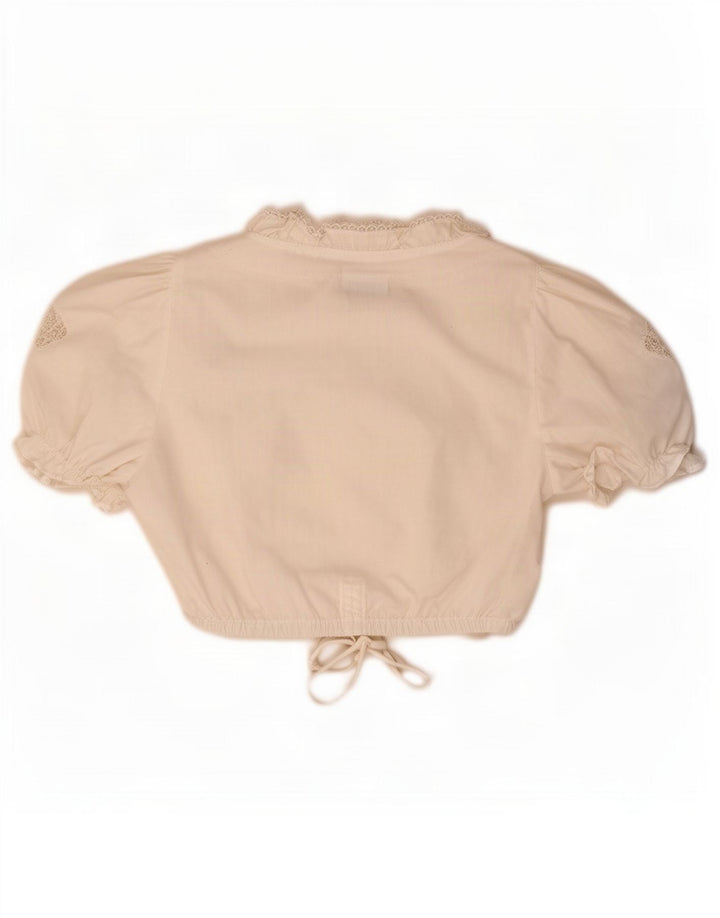 STOIBER Feminino Trachten Crop Top EU 36 Pequeno Poliéster Branco