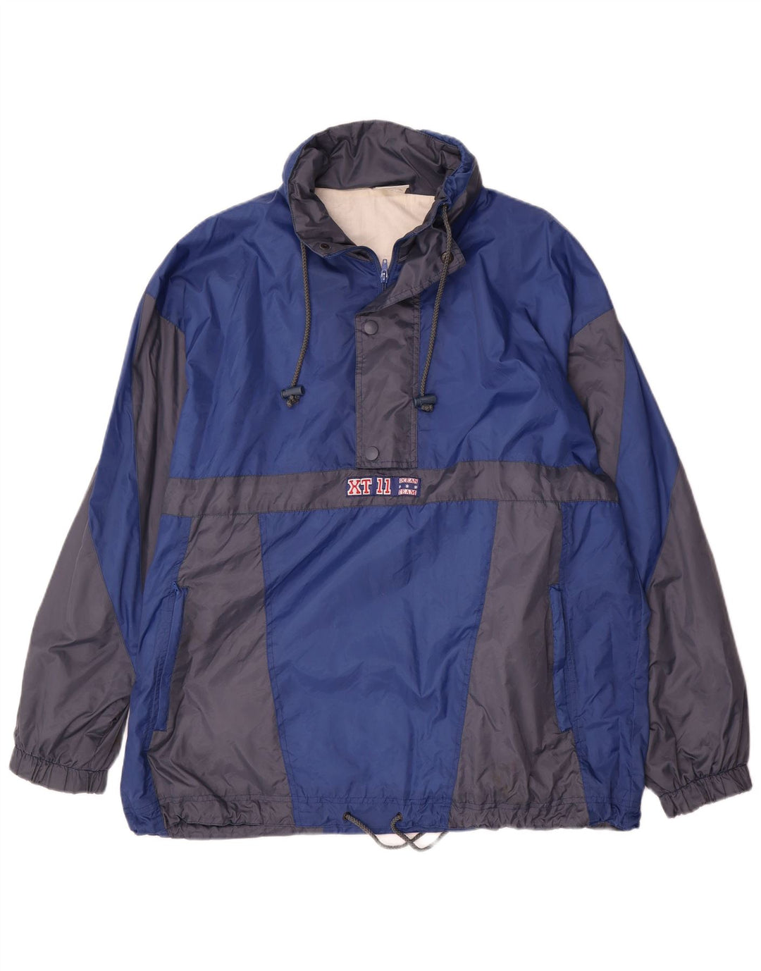Jaqueta de chuva masculina Marcel Clair pulôver Reino Unido 40 grande bloco colorido azul