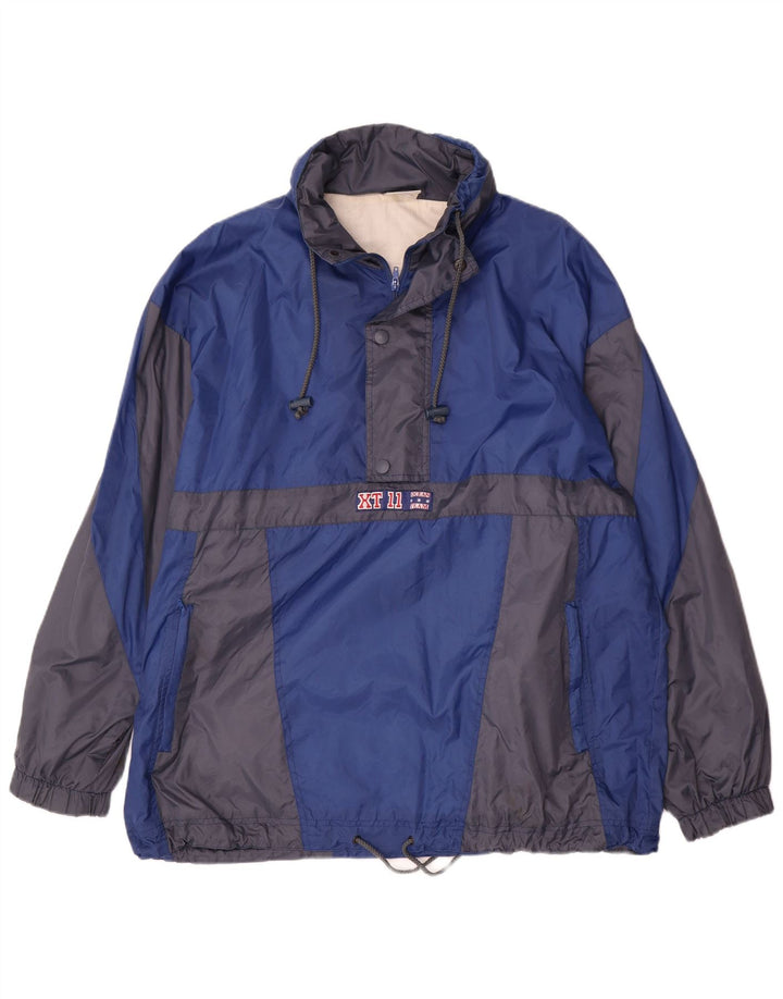 Jaqueta de chuva masculina Marcel Clair pulôver Reino Unido 40 grande bloco colorido azul