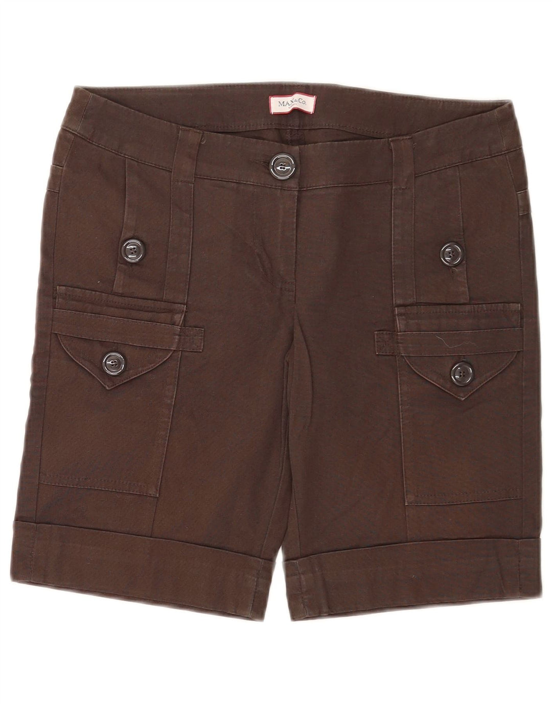 Shorts cargo feminino Max & Co. Reino Unido 8 pequeno W29 algodão marrom
