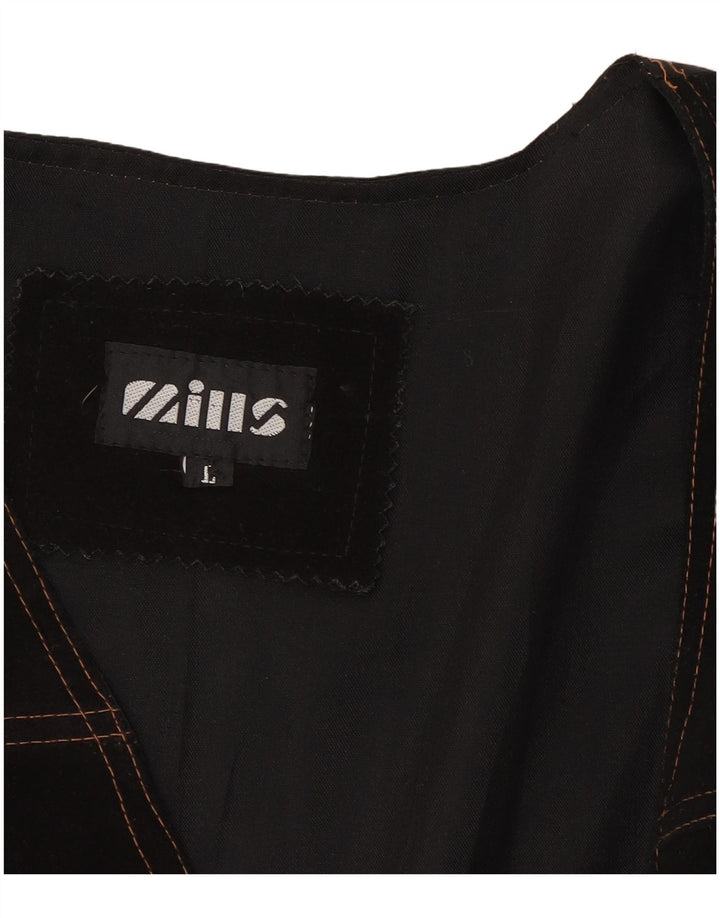 Colete masculino de couro MILLS grande couro preto
