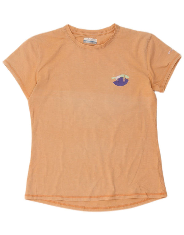 Columbia Camiseta feminina gráfica Top UK 14 poliéster laranja médio