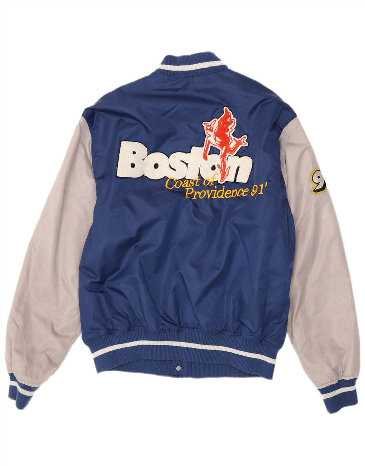 Jaqueta masculina Pull & Bear Boston Varsity Reino Unido 38 bloco colorido azul médio