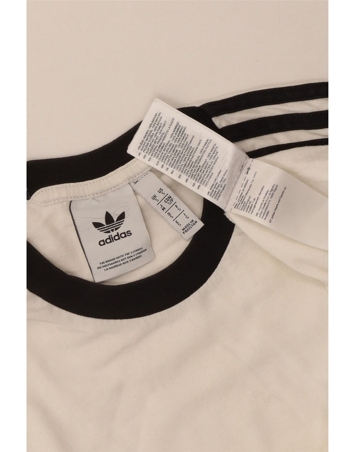 Adidas Mens T-Shirt Top Pequeno Algodão Branco
