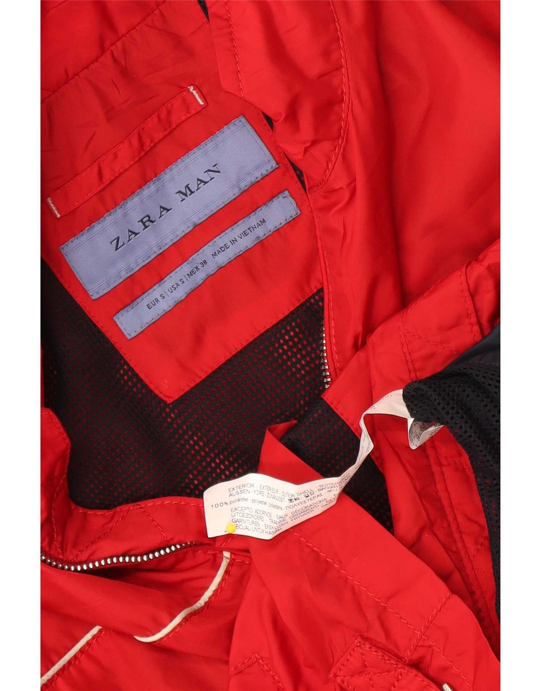 Zara Mens Treino Top Jacket Pequeno Poliéster Vermelho