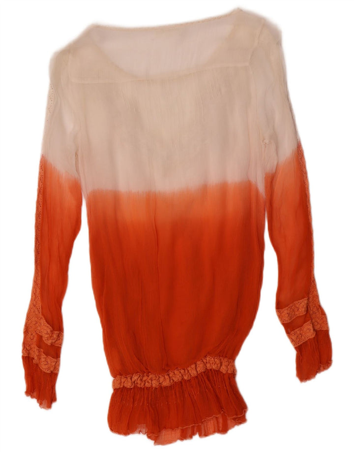 Blusa feminina transparente GUESS Reino Unido 10 bloco colorido vermelho pequeno