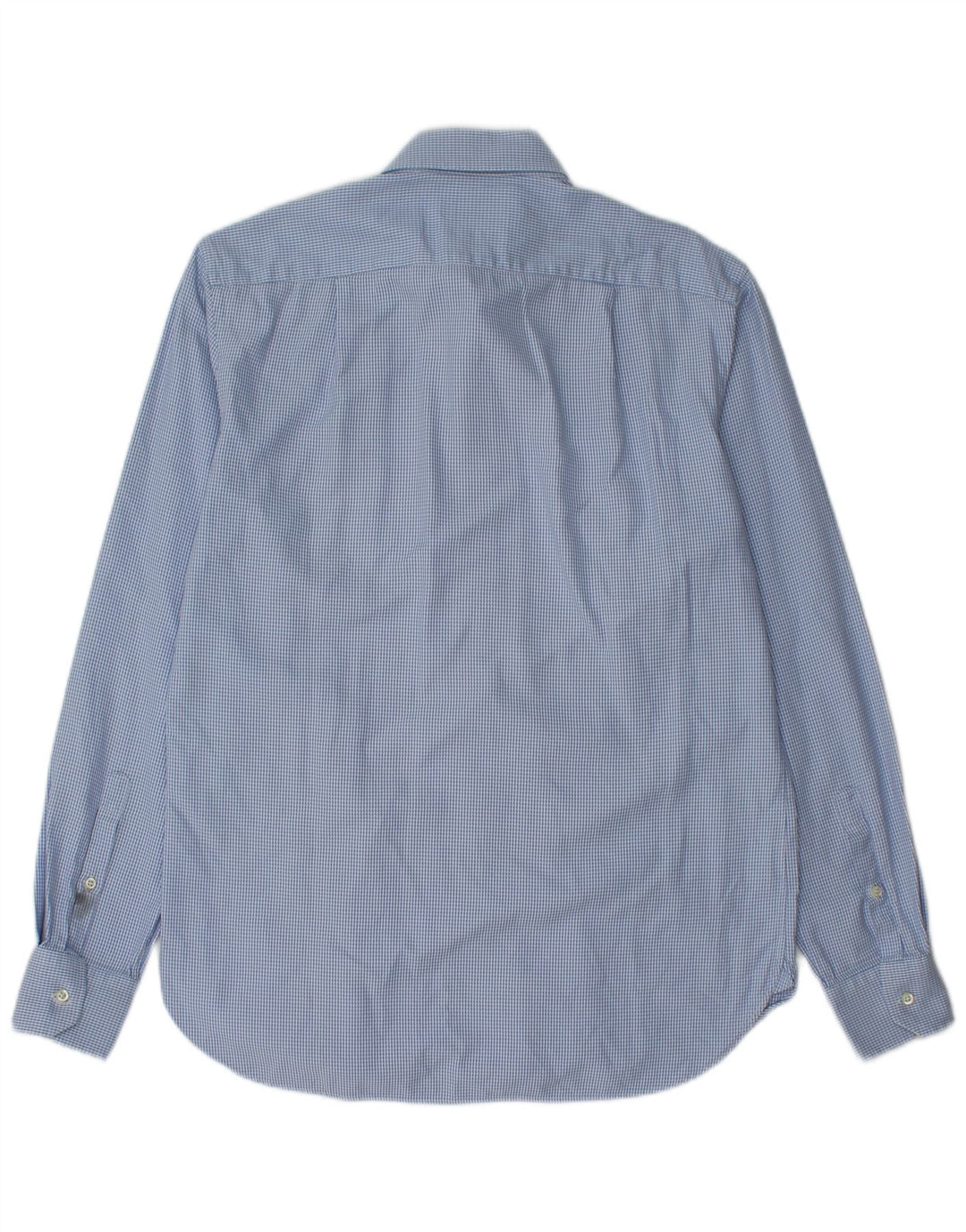 Camisa Boggi masculina de ajuste personalizado tamanho 40 15 1/2 algodão houndstooth azul médio