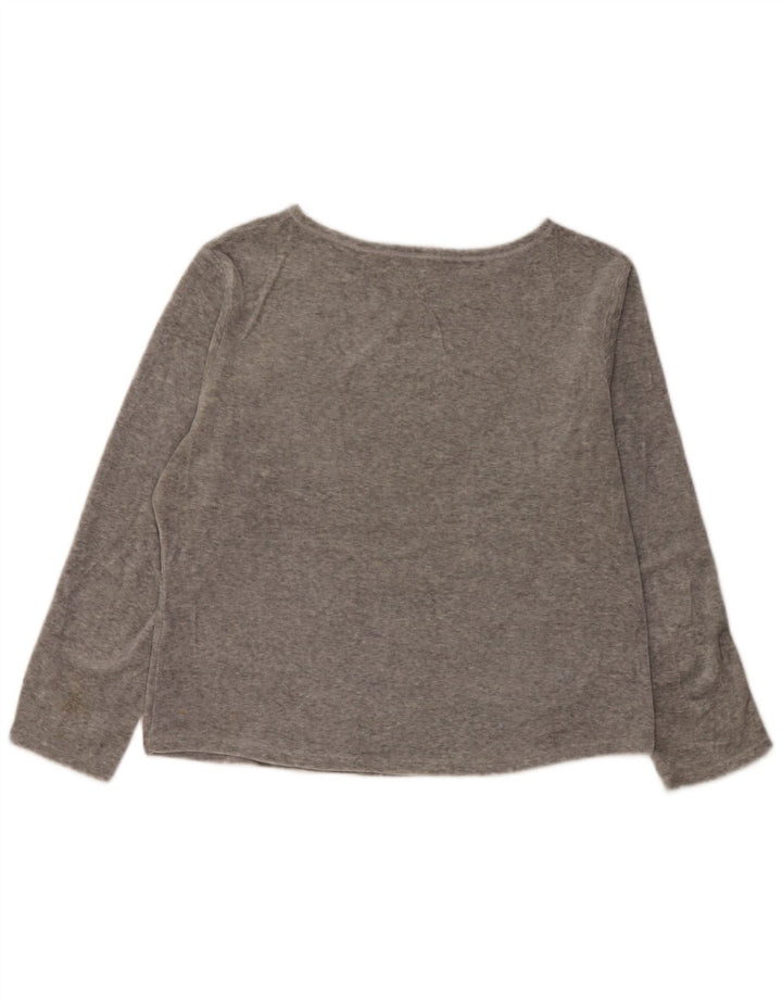 Top feminino Marks & Spencer manga comprida UK 14 poliéster cinza grande
