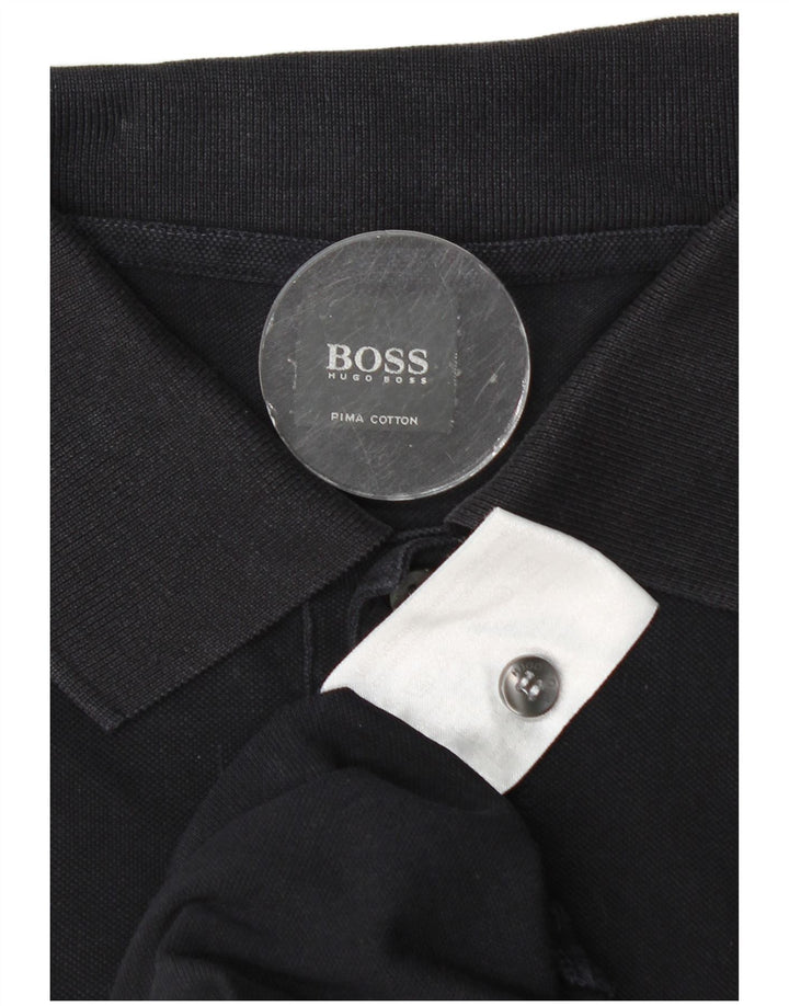 Camisa polo masculina Hugo Boss grande algodão azul marinho