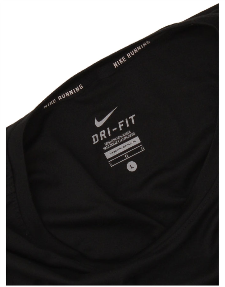 Top Nike Dri Fit Feminino Manga Longa UK 14 Grande Preto