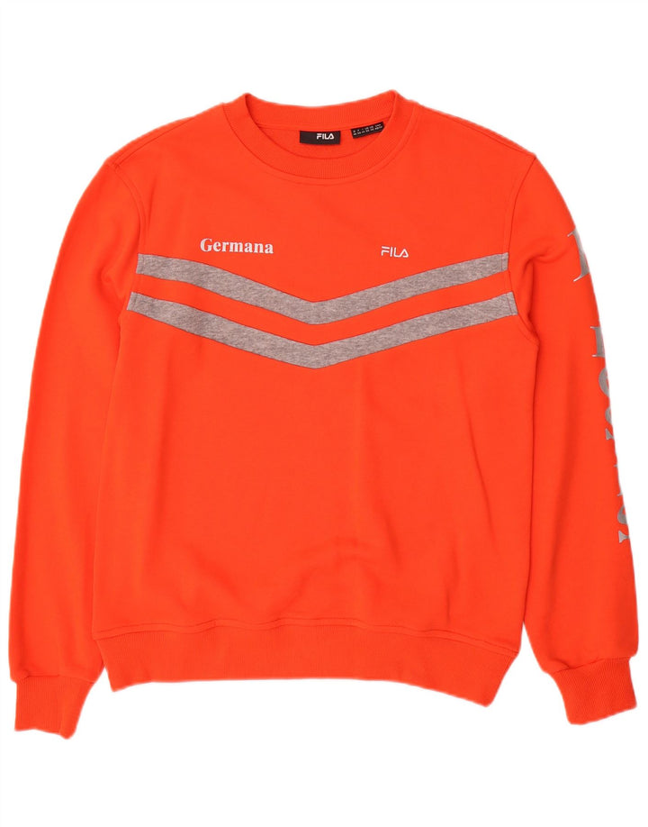 FILA Moletom Gráfico Masculino Jumper XS Laranja Colorblock Algodão