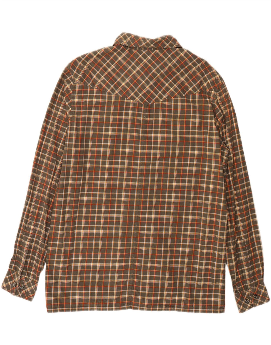 Camisa masculina de flanela JACK WOLFSKIN Reino Unido 36/38 algodão xadrez médio cáqui