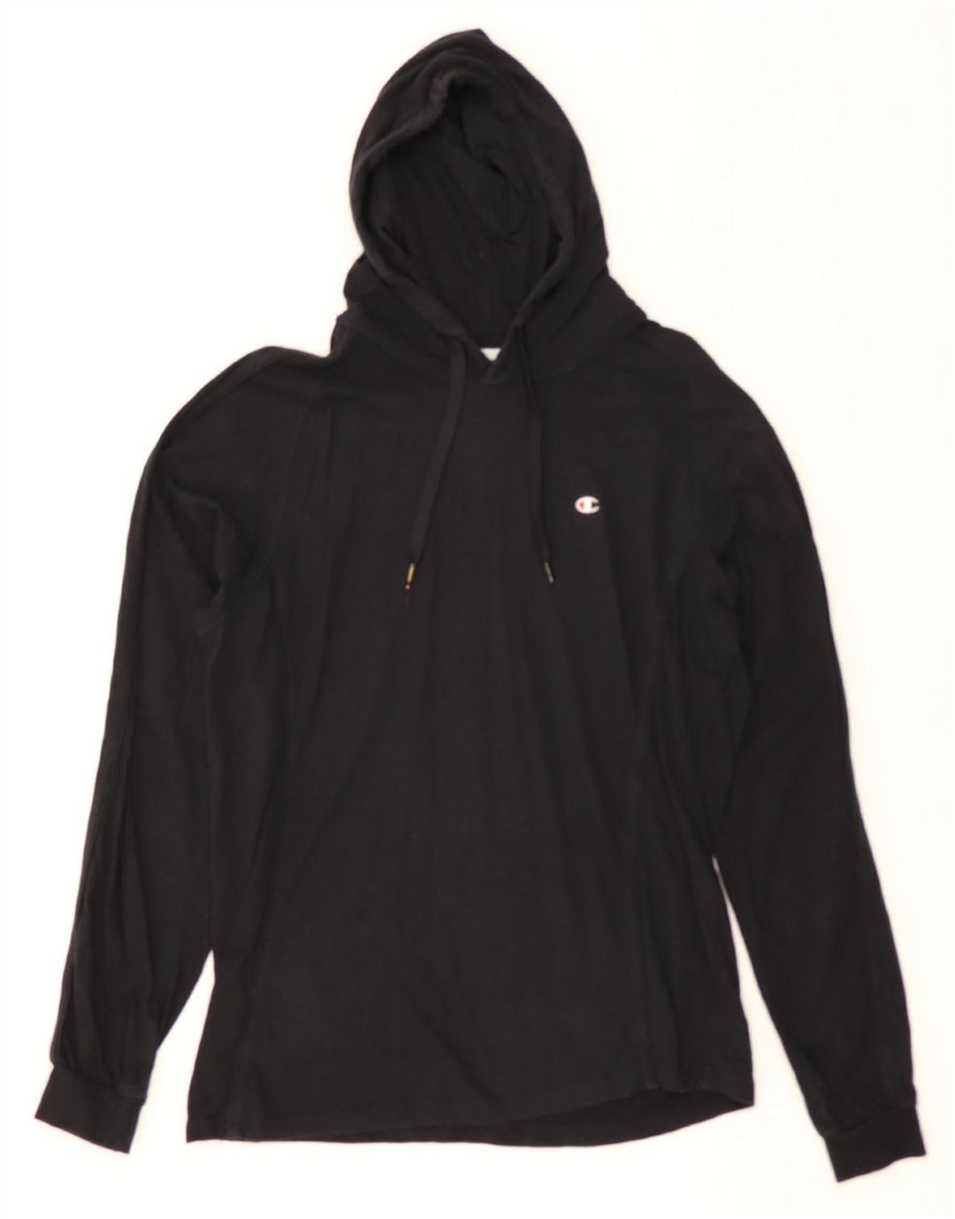 CHAMPION Mens Hooded Top Long Sleeve Small Black Cotton Vintage Champion and Second-Hand Champion from Messina Hembry 