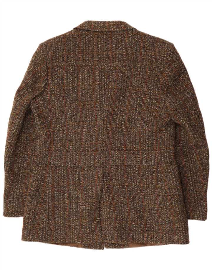Jaqueta blazer masculina de 3 botões Harris Tweed IT 41 grande lã xadrez marrom