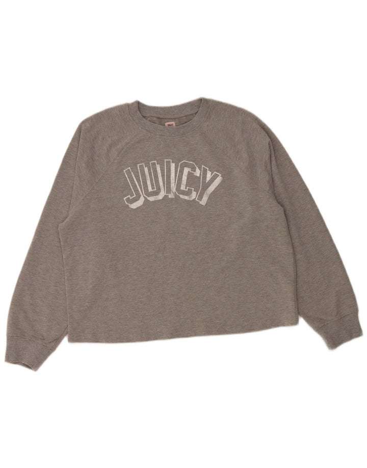 Suéter gráfico feminino JUICY COUTURE UK 18 XL algodão cinza