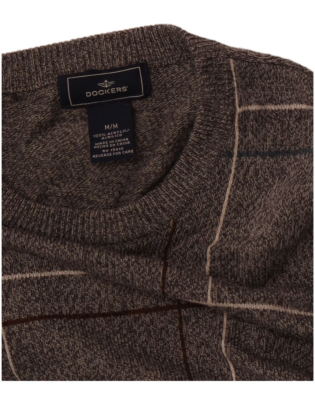 Suéter masculino DOCKERS com gola redonda e acrílico xadrez cinza médio