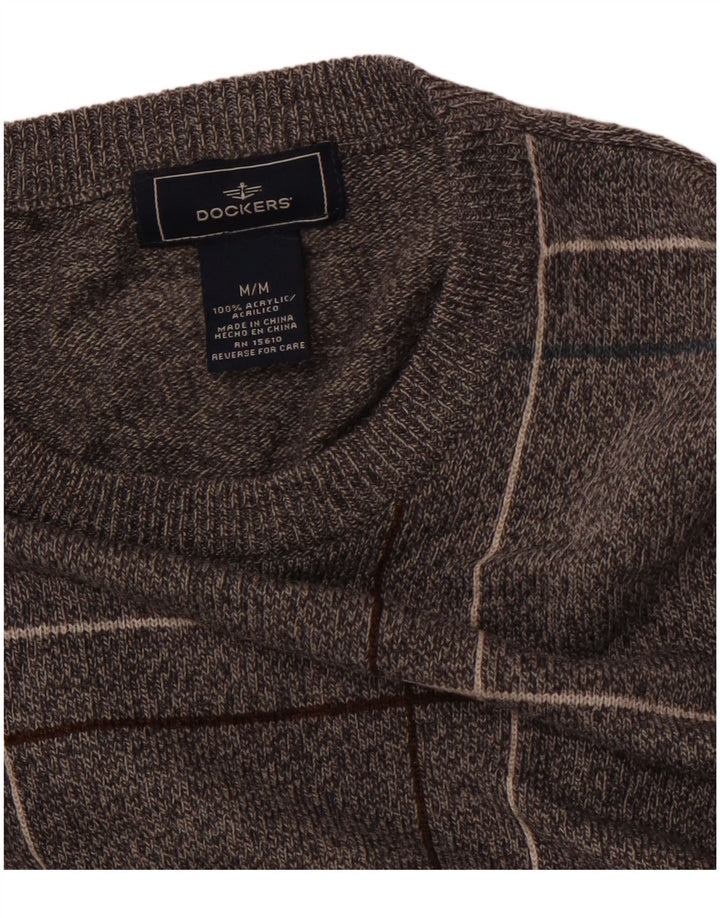 Suéter masculino DOCKERS com gola redonda e acrílico xadrez cinza médio