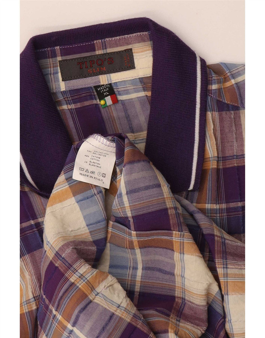 Tipo'S Camisa masculina slim de manga curta XL algodão xadrez multicolorido