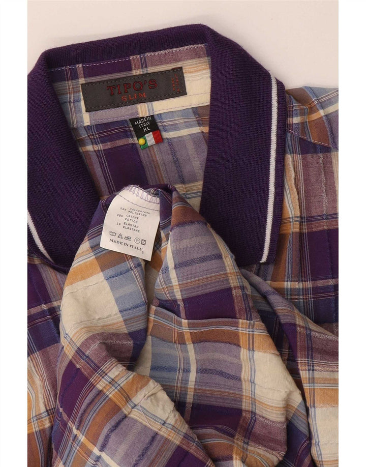Tipo'S Camisa masculina slim de manga curta XL algodão xadrez multicolorido