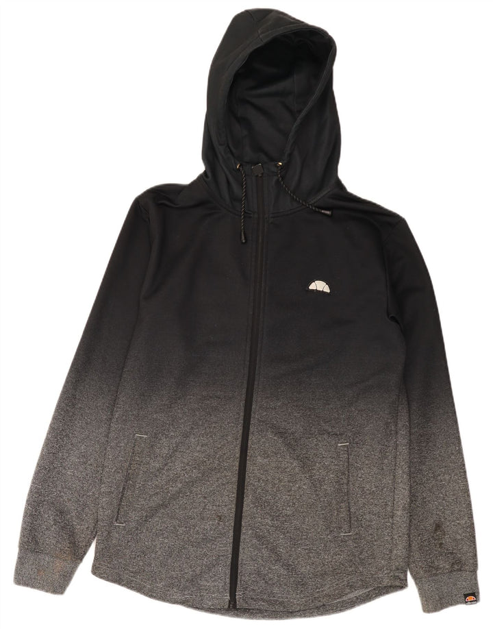 Ellesse Suéter masculino com capuz e zíper médio preto colorblock poliéster