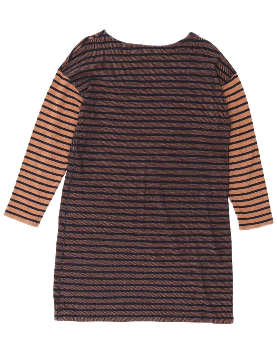 WHITE STUFF Vestido feminino de manga comprida com bainha UK 14 grande listrado marrom