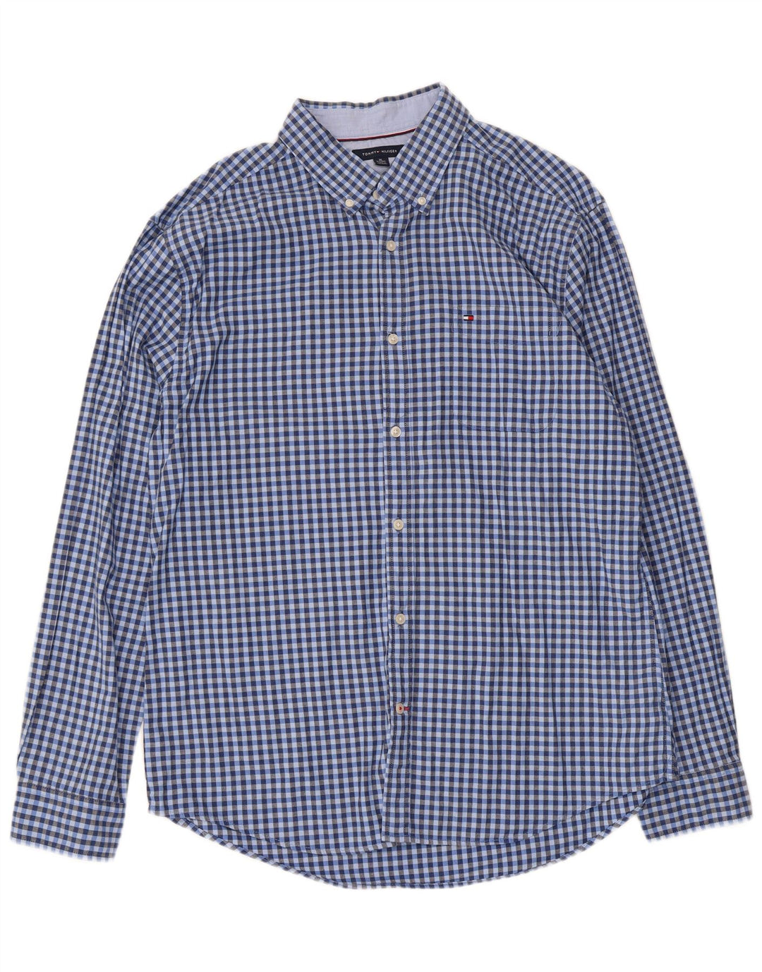 Camisa masculina Tommy Hilfiger XL azul algodão guingão
