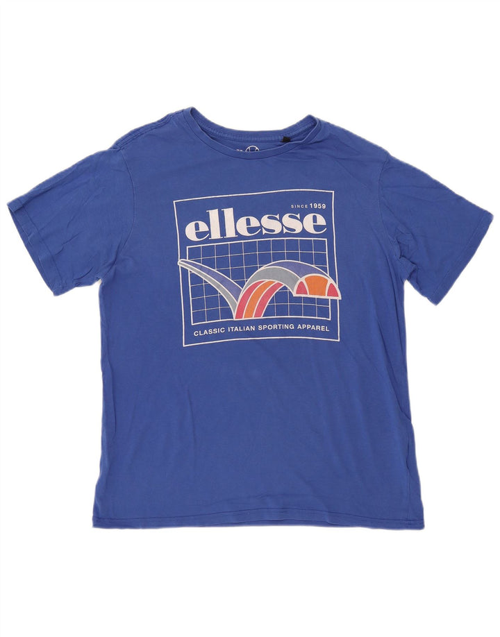 Camiseta masculina gráfica ELLESSE top pequeno algodão azul