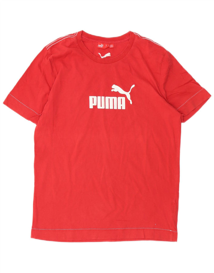 Camiseta masculina PUMA com estampa gráfica de algodão vermelho médio