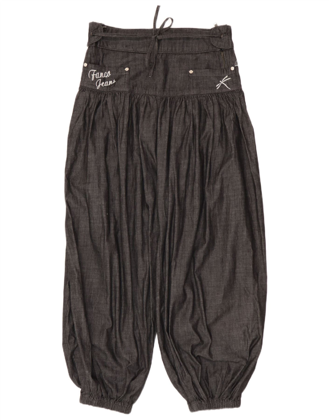 Calça Harém Feminina Vintage W28 L26 Algodão Cinza