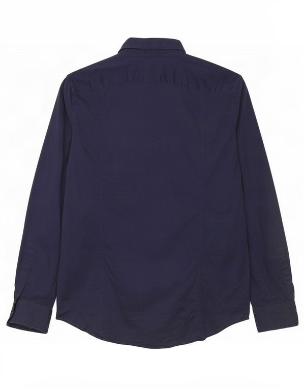 Camisa masculina Replay de algodão azul marinho médio