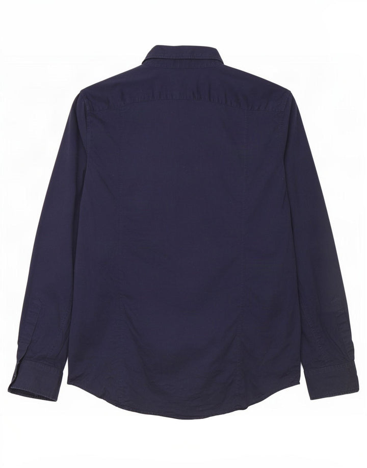 Camisa masculina Replay de algodão azul marinho médio