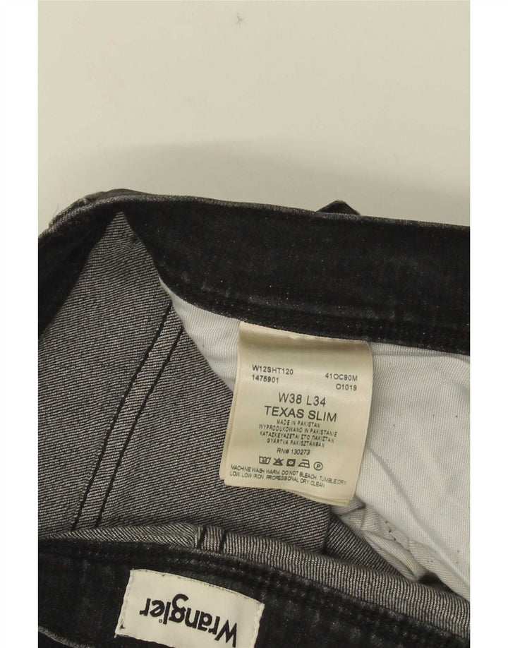 Wrangler Masculino Texas Slim Jeans W38 L34 Cinza Algodão