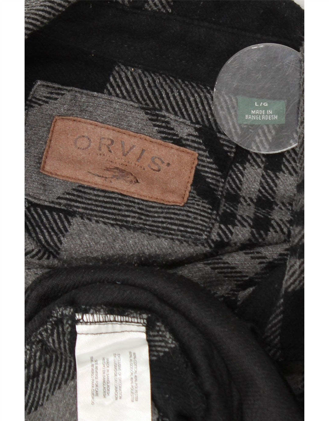 Camisa masculina de flanela Orvis grande algodão xadrez cinza