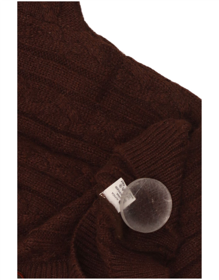 Suéter cardigã masculino vintage IT 52 grande lã de alpaca marrom